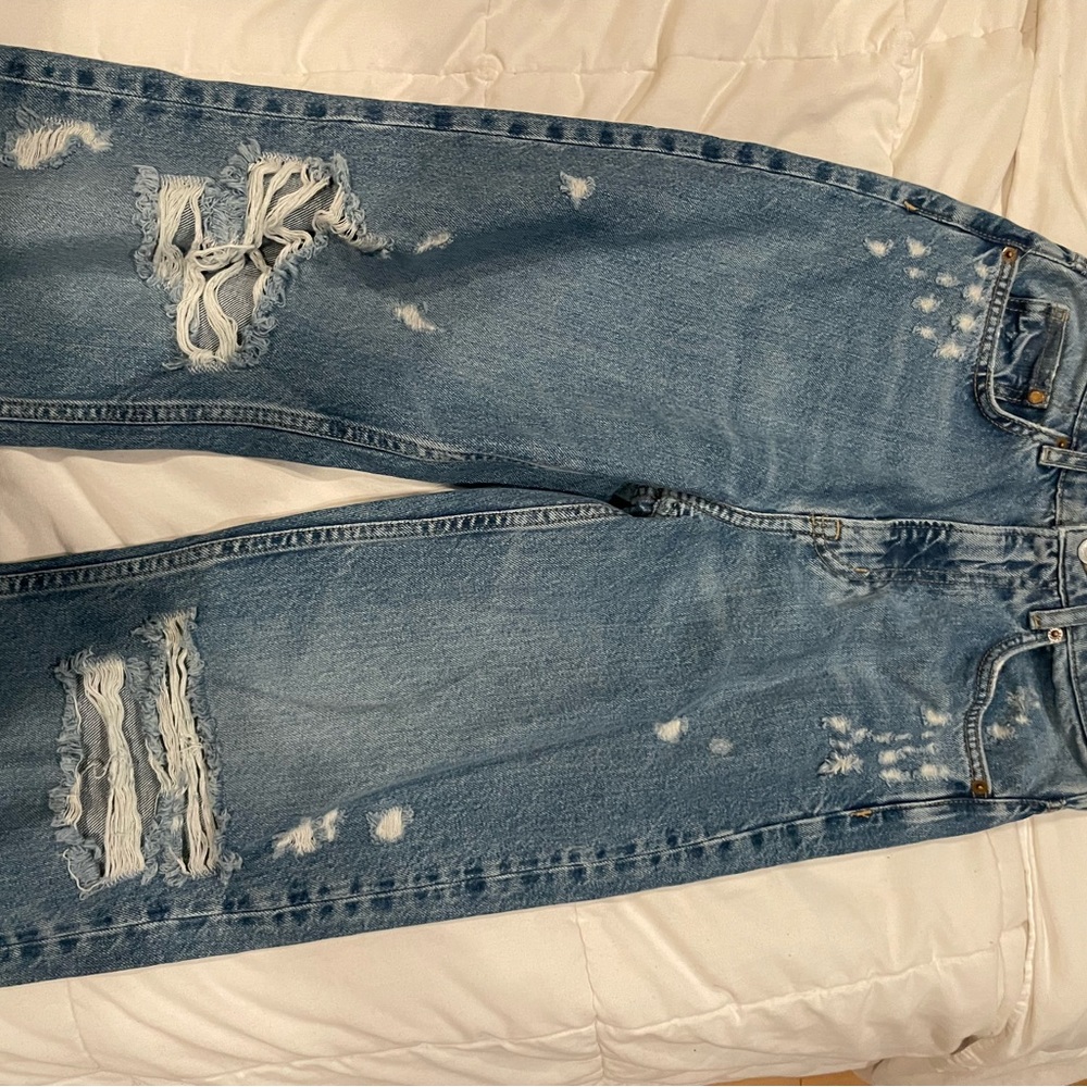 H&M straight ripped medium denim jeans